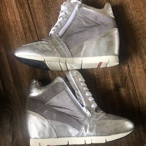 leather wedge sneakers